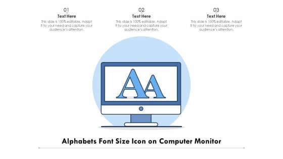 Alphabets Font Size Icon On Computer Monitor Ppt PowerPoint Presentation Slides Influencers PDF