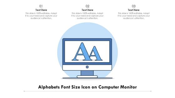 Alphabets Font Size Icon On Computer Monitor Ppt PowerPoint Presentation Slides Influencers PDF