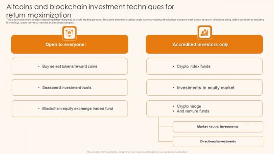 Altcoins And Blockchain Investment Techniques For Return Maximization Ppt Portfolio Clipart Images PDF