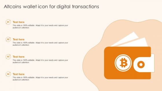 Altcoins Wallet Icon For Digital Transactions Ppt Infographics Information PDF