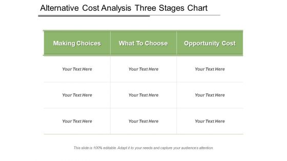 Alternative Cost Analysis Three Stages Chart Ppt PowerPoint Presentation Icon Graphics Download PDF