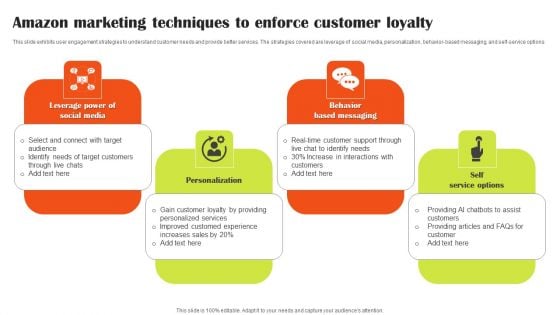 Amazon Marketing Techniques To Enforce Customer Loyalty Slides PDF