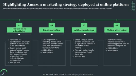 Amazon Tactical Plan Highlighting Amazon Marketing Strategy Deployed At Online Mockup PDF