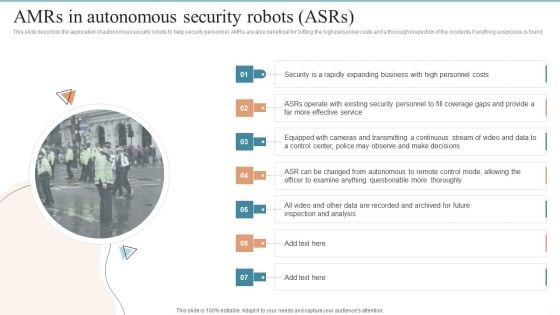 Amrs In Autonomous Security Robots Asrs Ppt PowerPoint Presentation File Outline PDF