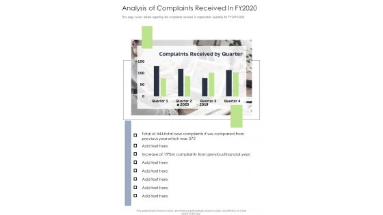 Analysis Of Complaints Received In FY2020 One Pager Documents