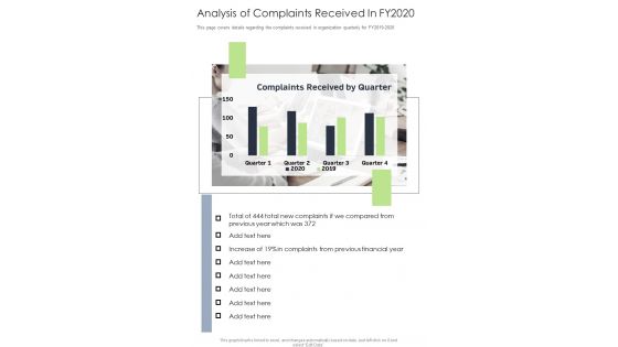 Analysis Of Complaints Received In FY2020 One Pager Documents Analysis Of Complaints Received In FY2020 One Pager Documents