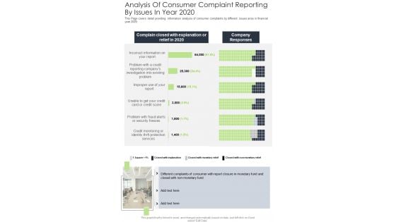 Analysis Of Consumer Complaint Reporting By Issues In Year 2020 One Pager Documents