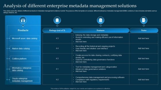 Analysis Of Different Enterprise Metadata Management Solutions Ideas PDF