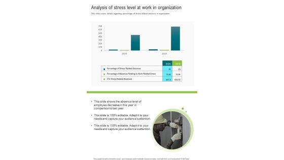 Analysis Of Stress Level At Work In Organization One Pager Documents