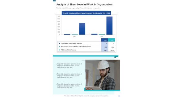 Analysis Of Stress Level At Work In Organization Template 239 One Pager Documents