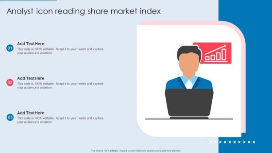 Analyst Icon Reading Share Market Index Infographics PDF