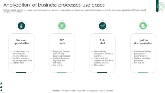 Analyzation Of Business Processes Use Cases Summary PDF