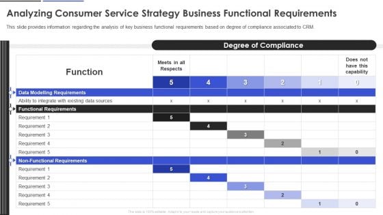 Analyzing Consumer Service Strategy Business Functional Requirements Diagrams PDF