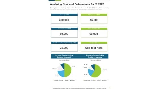 Analyzing Financial Performance For FY 2022 Template 229 One Pager Documents