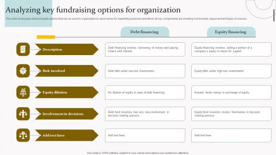 Analyzing Key Fundraising Options For Organization Download PDF