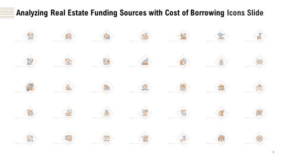 Analyzing Real Estate Funding Sources With Cost Of Borrowing Icons Slide Ppt Gallery Ideas PDF