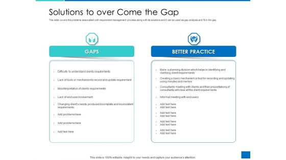 Analyzing Requirement Management Process Solutions To Over Come The Gap Graphics PDF