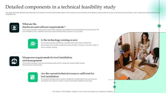 Analyzing The Economic Detailed Components In A Technical Feasibility Study Slides PDF
