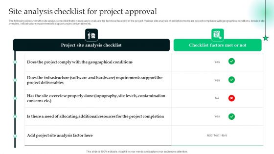 Analyzing The Economic Site Analysis Checklist For Project Approval Pictures PDF