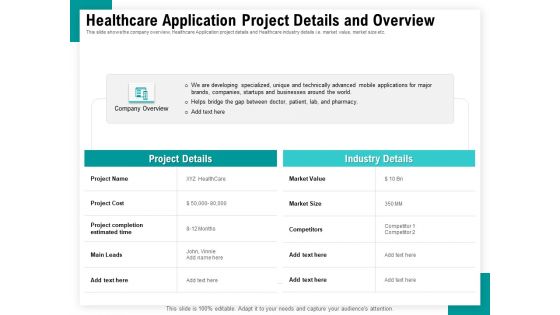 Android Framework For Apps Development And Deployment Healthcare Application Project Details And Overview Information PDF