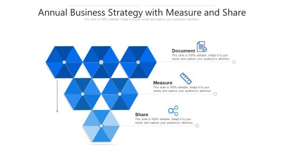 Annual Business Strategy With Measure And Share Ppt PowerPoint Presentation File Graphics Tutorials PDF