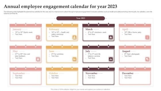 Annual Employee Engagement Calendar For Year 2023 Demonstration PDF