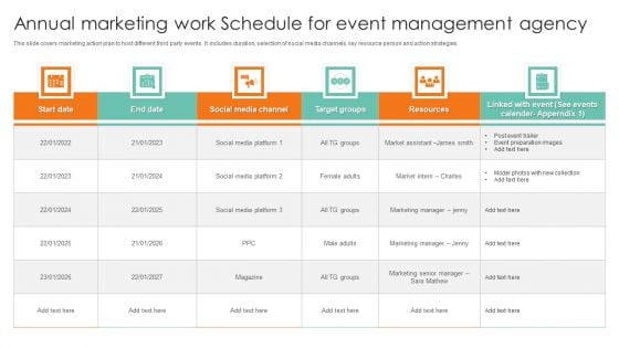 Annual Marketing Work Schedule For Event Management Agency Rules PDF