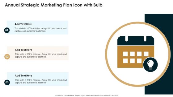 Annual Strategic Marketing Plan Icon With Bulb Introduction PDF
