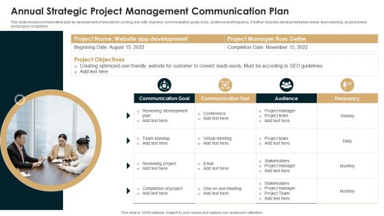 Annual Strategic Project Management Communication Plan Mockup PDF