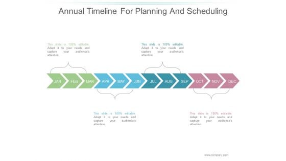 Annual Timeline For Planning And Scheduling Ppt PowerPoint Presentation Icon