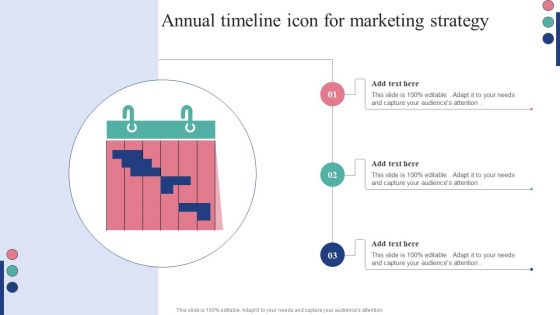 Annual Timeline Icon For Marketing Strategy Template PDF