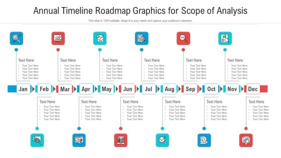 Annual Timeline Roadmap Graphics For Scope Of Analysis Ppt PowerPoint Presentation Icon Background Images PDF