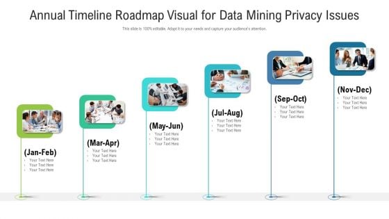 Annual Timeline Roadmap Visual For Data Mining Privacy Issues Ppt PowerPoint Presentation Icon Files PDF