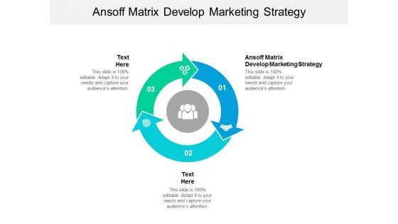 Ansoff Matrix Develop Marketing Strategy Ppt PowerPoint Presentation Summary Slide Cpb