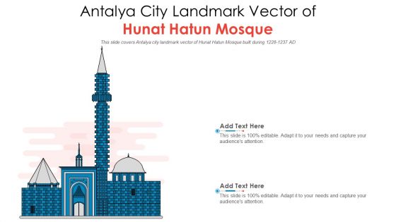 Antalya City Landmark Vector Of Hunat Hatun Mosque PowerPoint Presentation PPT Template PDF