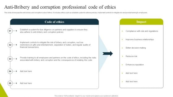 Anti Bribery And Corruption Professional Code Of Ethics Clipart PDF