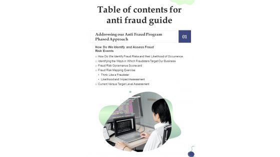 Anti Fraud Guide Table Of Contents One Pager Sample Example Document