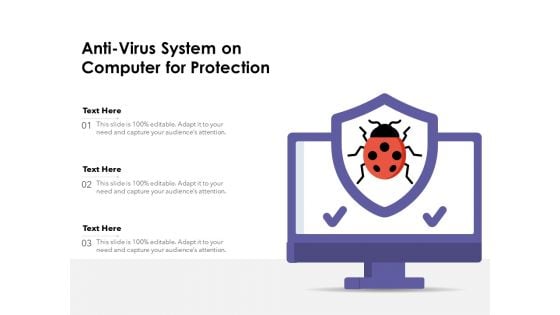 Anti Virus System On Computer For Protection Ppt PowerPoint Presentation Professional Outline PDF