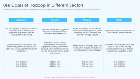 Apache Hadoop Software Deployment Use Cases Of Hadoop In Different Sectors Infographics PDF