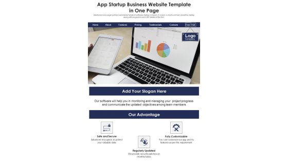 App Startup Business Website Template In One Page PDF Document PPT Template