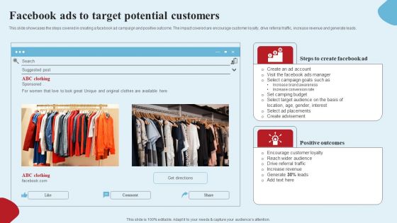 Apparel Ecommerce Business Strategy Facebook Ads To Target Potential Customers Guidelines PDF