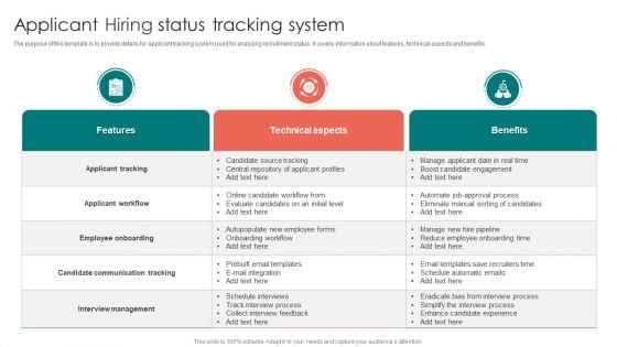 Applicant Hiring Status Tracking System Ppt PowerPoint Presentation Gallery Good PDF