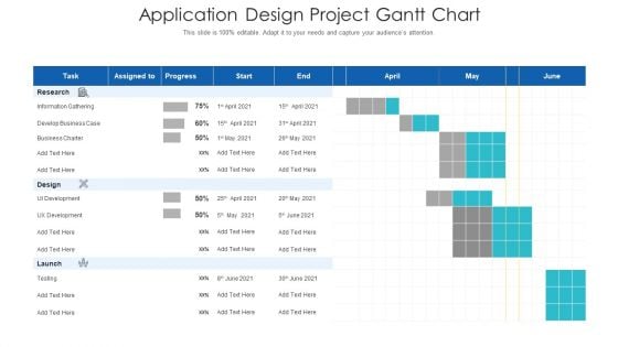 Application Design Project Gantt Chart Diagrams PDF