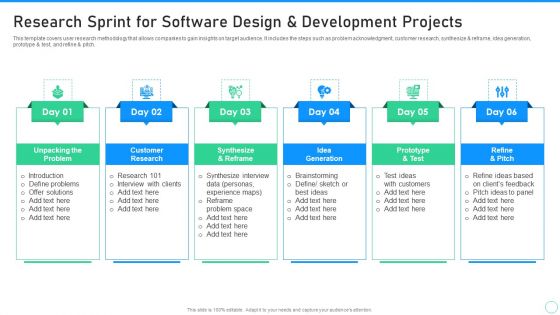 Application Designing And Programming Playbook Research Sprint For Software Design Icons PDF