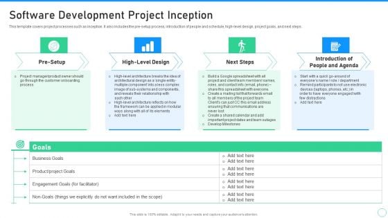 Application Designing And Programming Playbook Software Development Project Inception Icons PDF