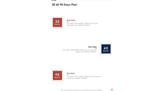 Application Development Freelance Proposal 30 60 90 Days Plan One Pager Sample Example Document