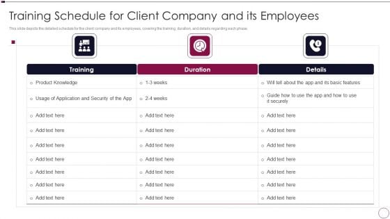 Application Development Training Schedule For Client Company And Its Employees Diagrams PDF