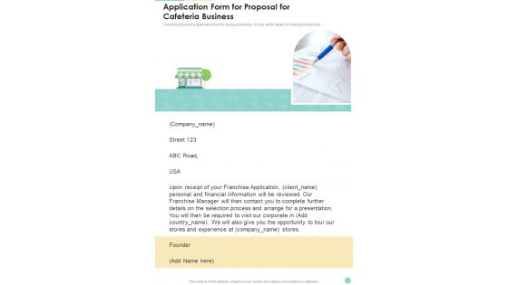 Application Form For Proposal For Cafeteria Business One Pager Sample Example Document