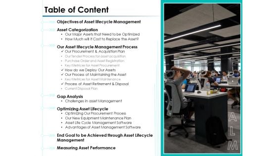 Application Lifecycle Management ALM Table Of Content Portrait PDF