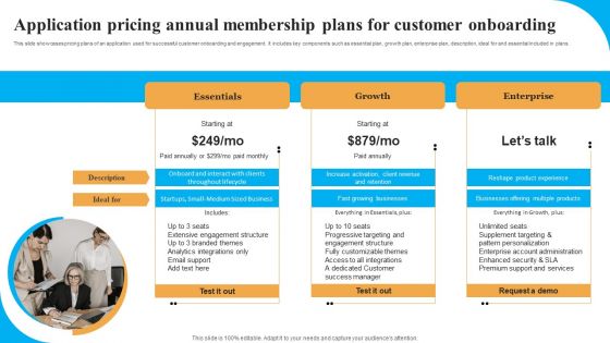 Application Pricing Annual Membership Plans For Customer Onboarding Microsoft PDF